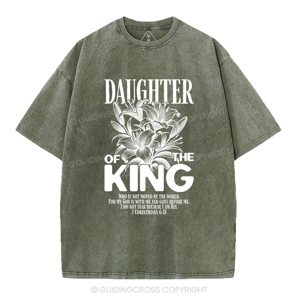Daughter Of The King Flower Christian Washed T-Shirt
