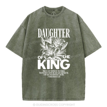 Daughter Of The King Flower Christian Washed T-Shirt