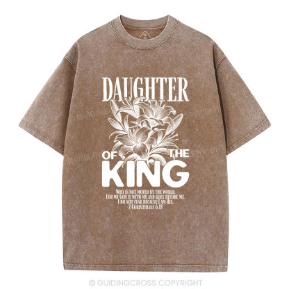 Daughter Of The King Flower Christian Washed T-Shirt