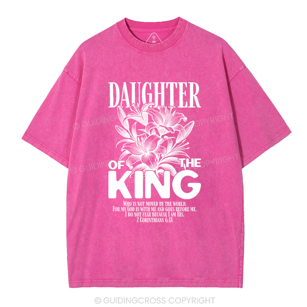 Daughter Of The King Flower Christian Washed T-Shirt