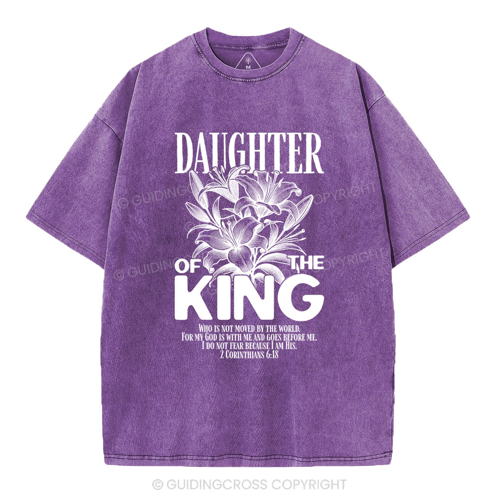 Daughter Of The King Flower Christian Washed T-Shirt