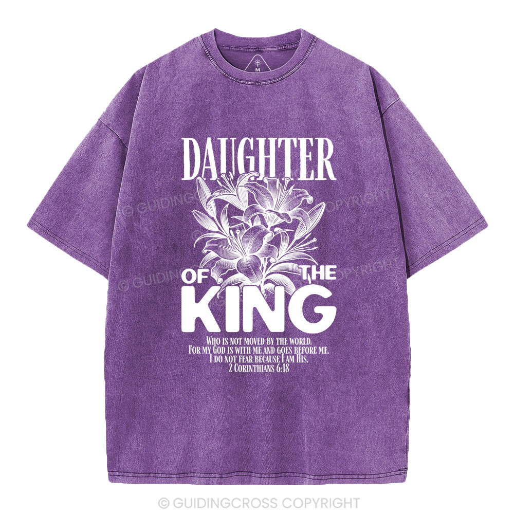 Daughter Of The King Flower Christian Washed T-Shirt