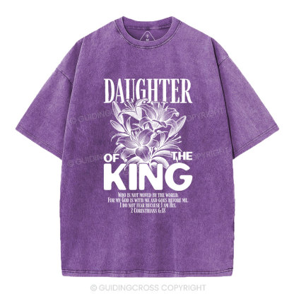 Daughter Of The King Flower Christian Washed T-Shirt