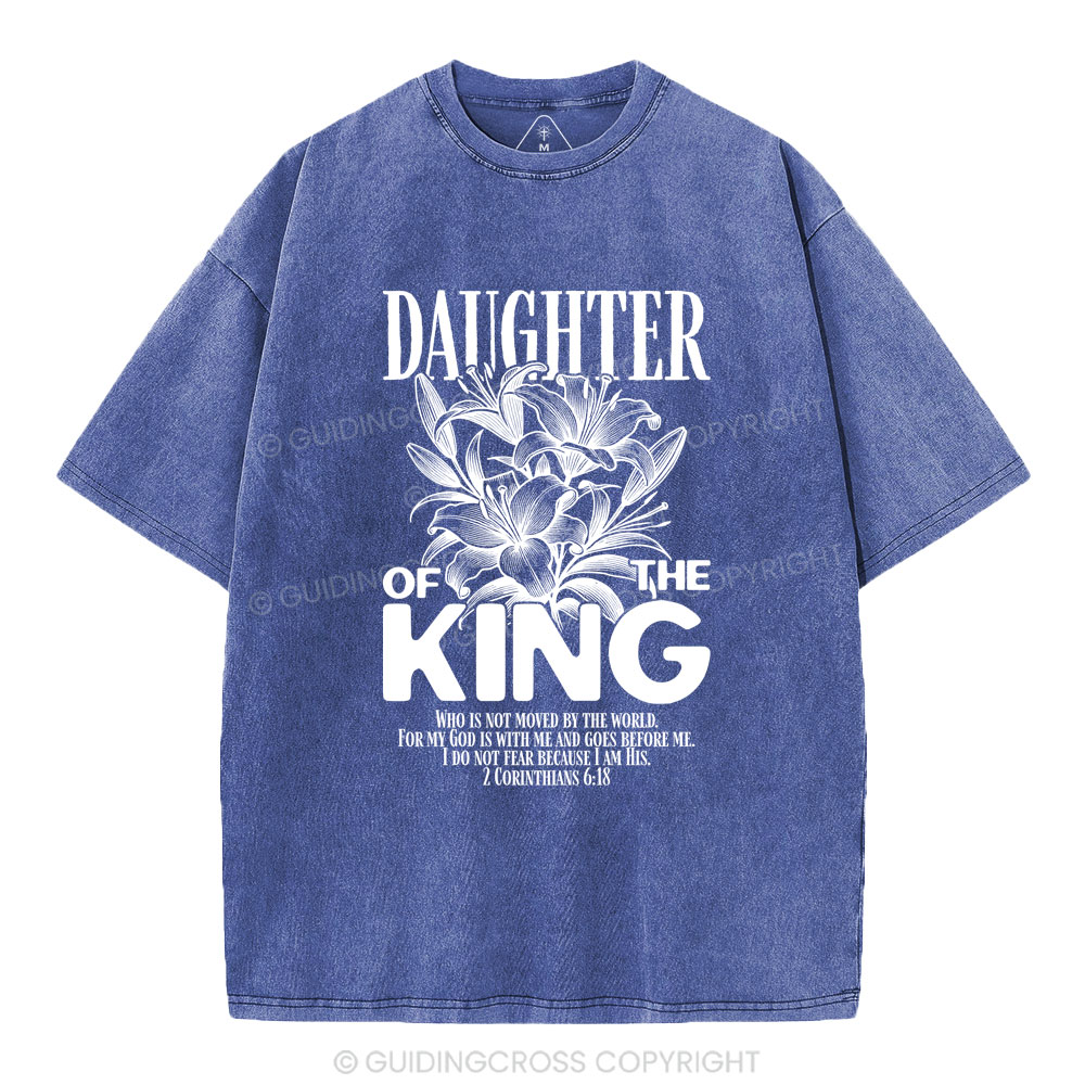 Daughter Of The King Flower Christian Washed T-Shirt