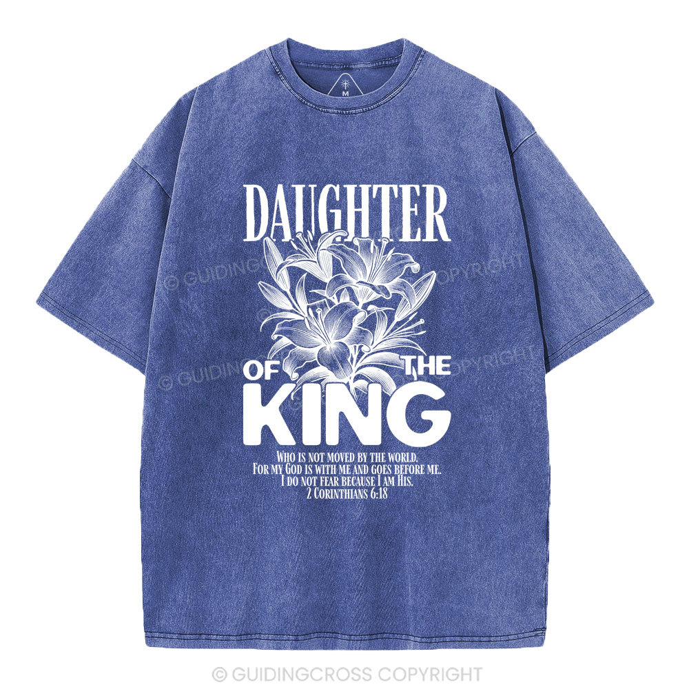 Daughter Of The King Flower Christian Washed T-Shirt