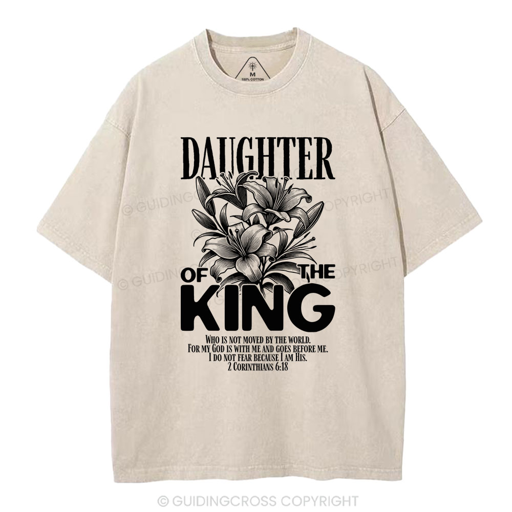 Daughter Of The King Flower Christian Washed T-Shirt