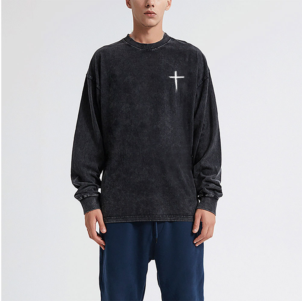 Jesus The Ulimate Deadlifter Washed Long Sleeve T-Shirt