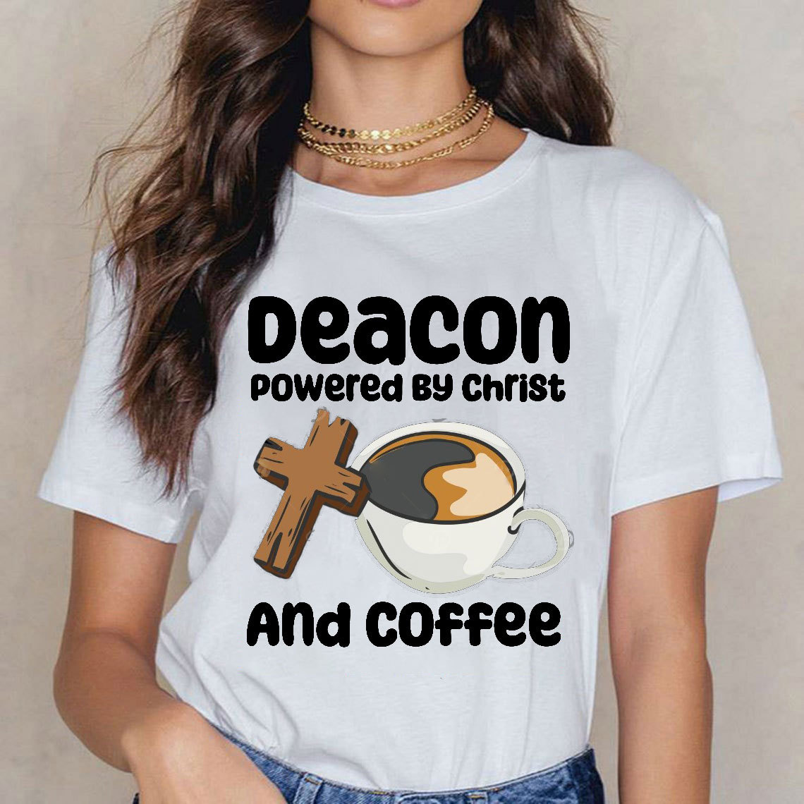 Deacon Powered By Christ And Coffee Christian T-Shirt