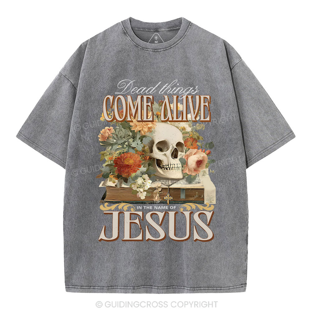 Dead Things Come Alive In The Name Of Jesus Christian Washed T-Shirt