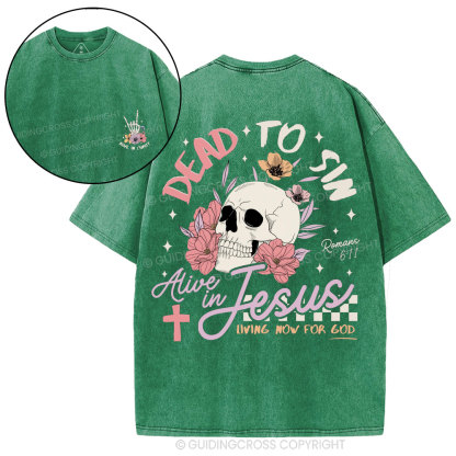 Dead To Sin Alive In Jesus Christian Washed T-Shirt