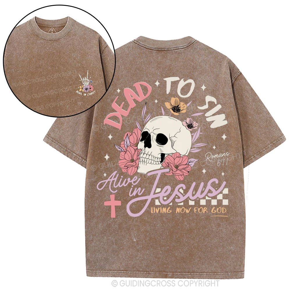 Dead To Sin Alive In Jesus Christian Washed T-Shirt