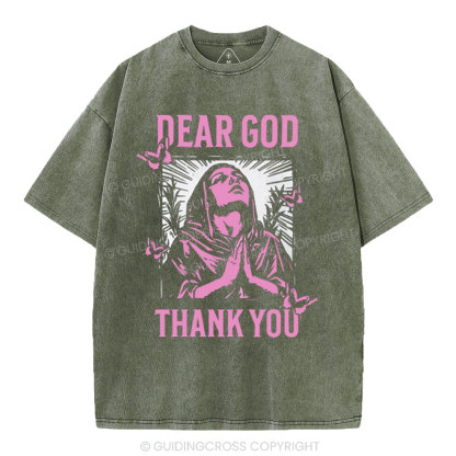 Dear God Thank You Christian Washed T-Shirt