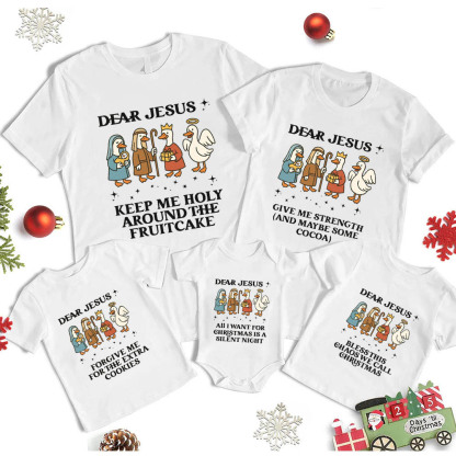 Personalized Dear Jesus Funny Goose Christian Family Christmas Matching Shirts