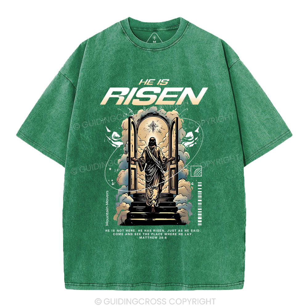 He Is Risen Christian Washed T-Shirt