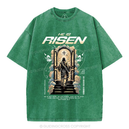 He Is Risen Christian Washed T-Shirt