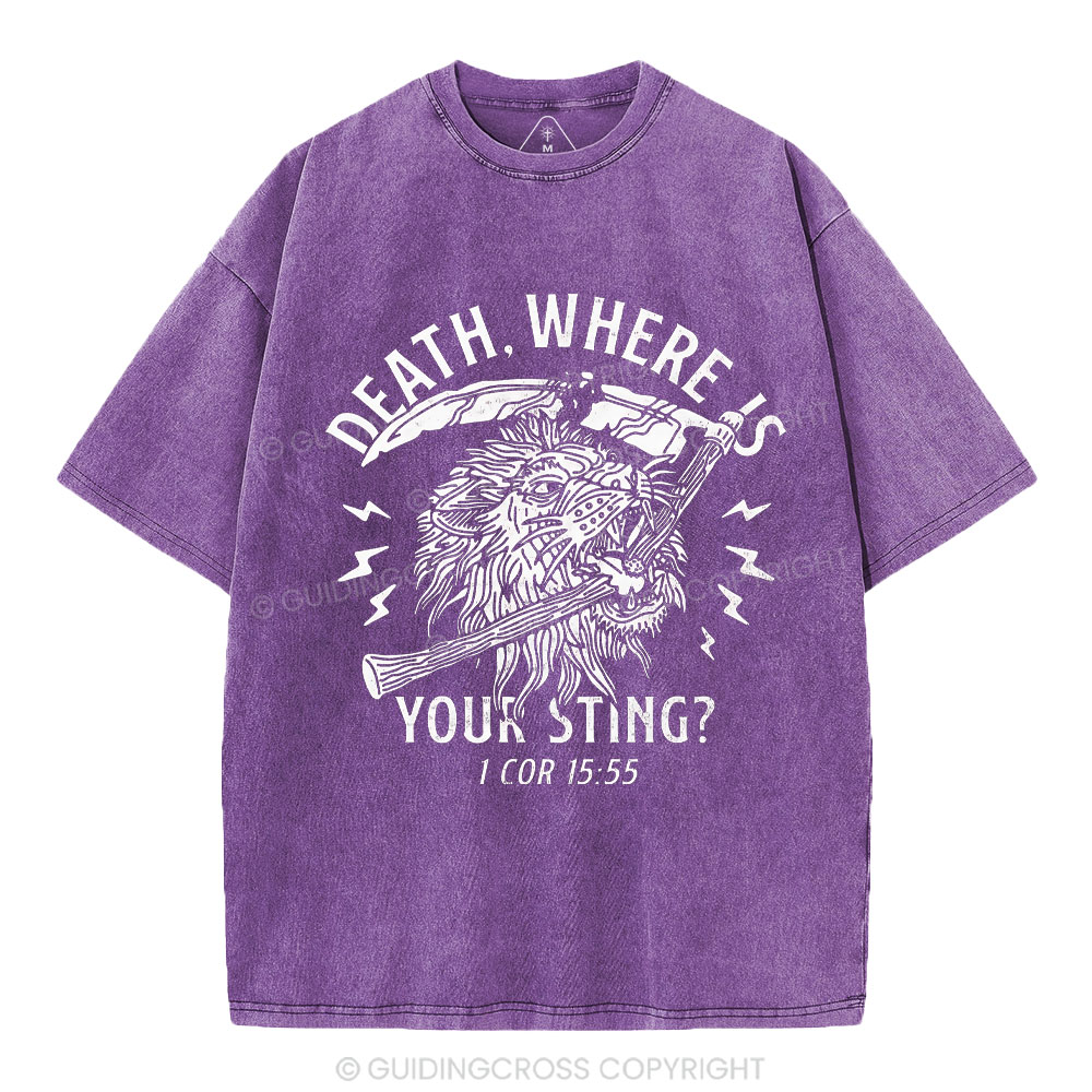 Death, Where Is Your Sting Christian Washed T-Shirt