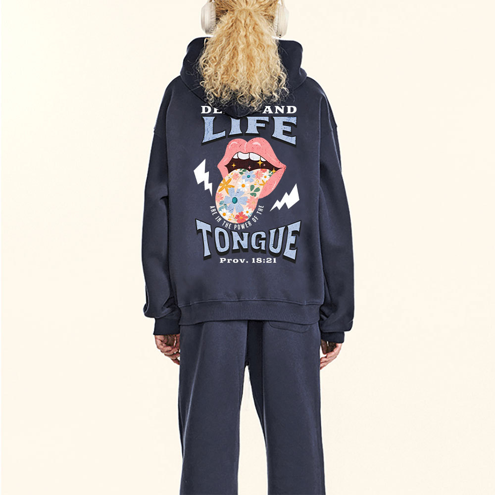 Death And Life Tongue Christian Fleece Hoodie Set