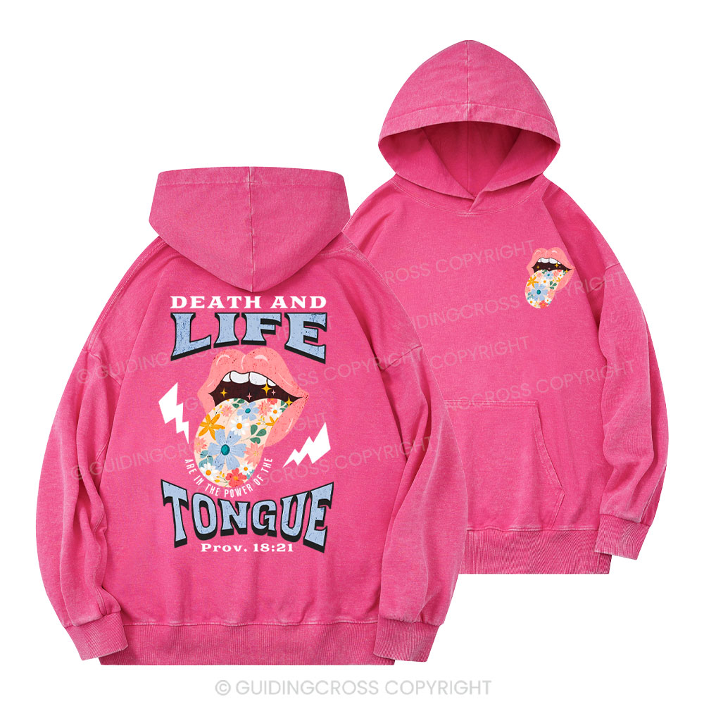 Death And Life Tongue Christian Washed Hoodie
