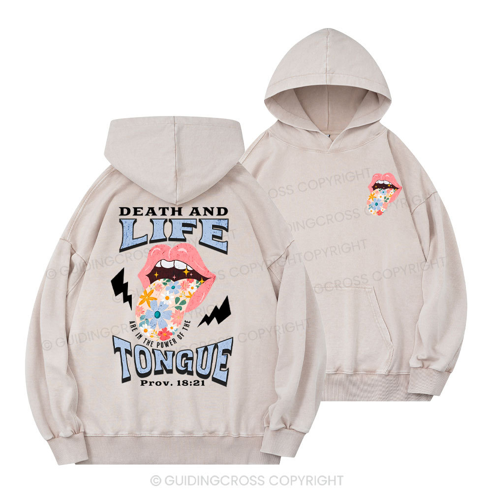Death And Life Tongue Christian Washed Hoodie