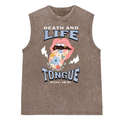 Death And Life Tongue Christian Washed Sleeveless Tee