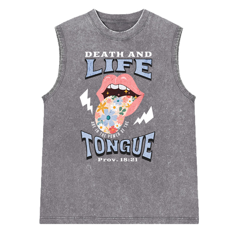 Death And Life Tongue Christian Washed Sleeveless Tee