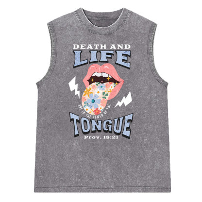 Death And Life Tongue Christian Washed Sleeveless Tee