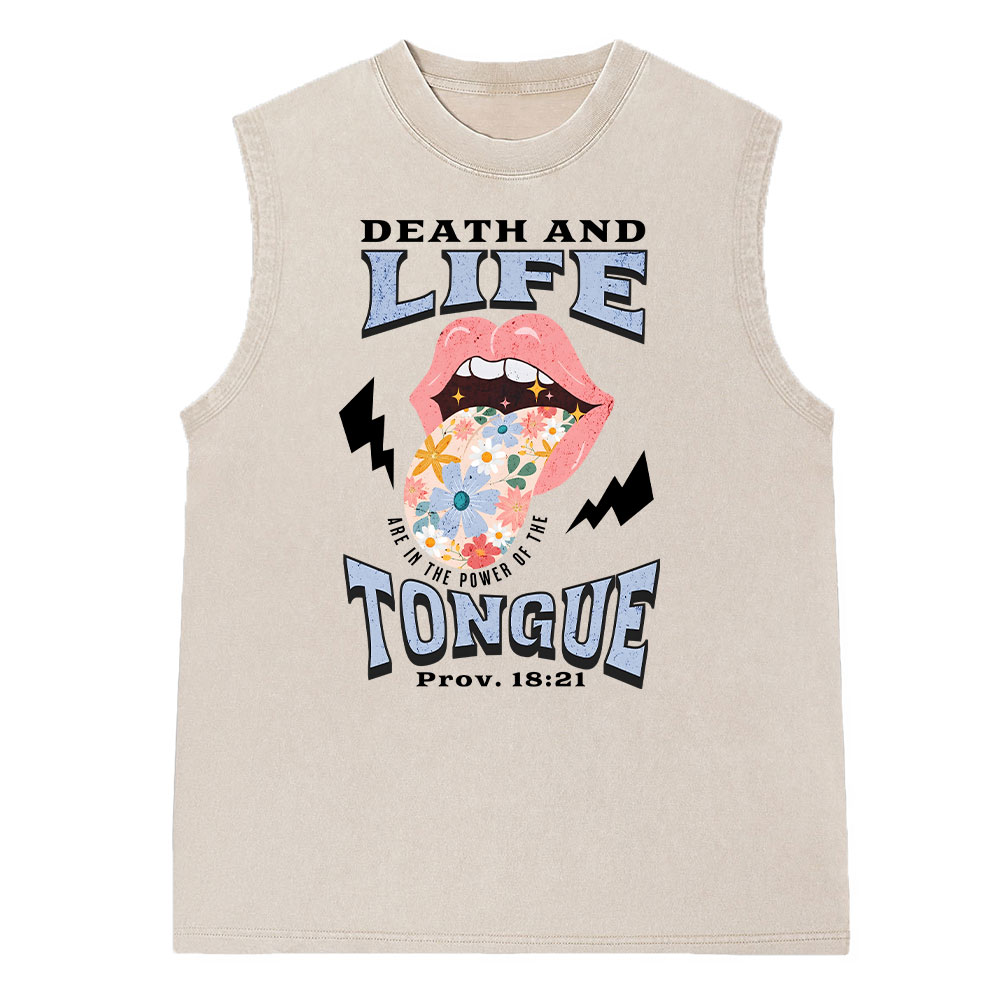 Death And Life Tongue Christian Washed Sleeveless Tee
