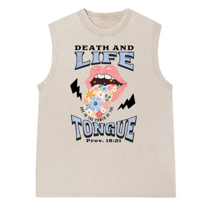 Death And Life Tongue Christian Washed Sleeveless Tee