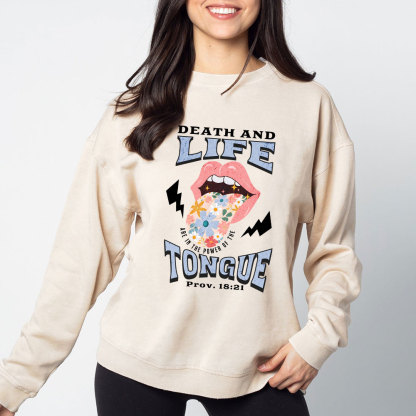 Death And Life Tongue Christian Washed Sweatshirt