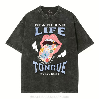 Death And Life Tongue Christian Washed T-Shirt