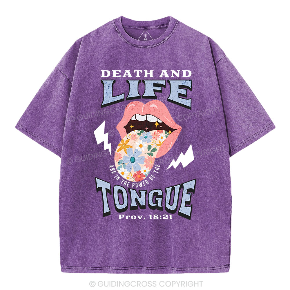 Death And Life Tongue Christian Washed T-Shirt