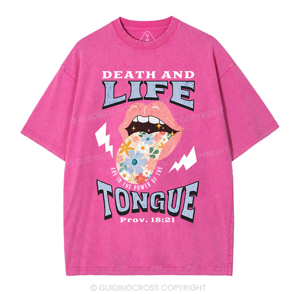 Death And Life Tongue Christian Washed T-Shirt
