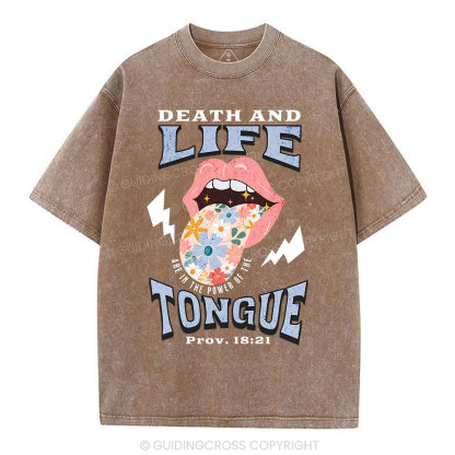 Death And Life Tongue Christian Washed T-Shirt