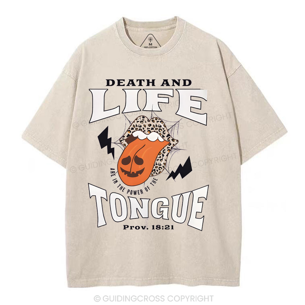 Death And Life Tougue Christian Washed T-Shirt