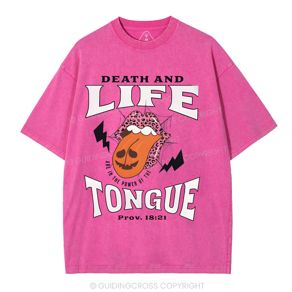 Death And Life Tougue Christian Washed T-Shirt