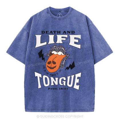 Death And Life Tougue Christian Washed T-Shirt