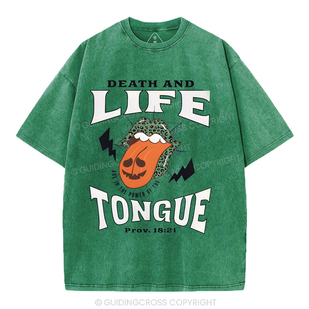 Death And Life Tougue Christian Washed T-Shirt