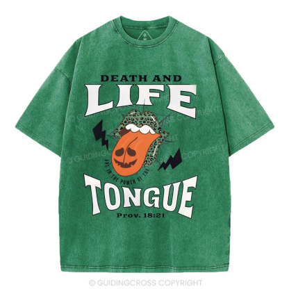 Death And Life Tougue Christian Washed T-Shirt
