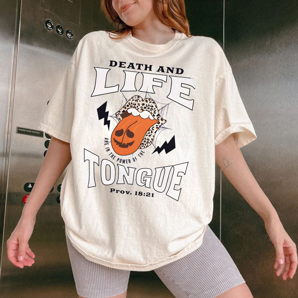 Death And Life Tougue Christian Washed T-Shirt