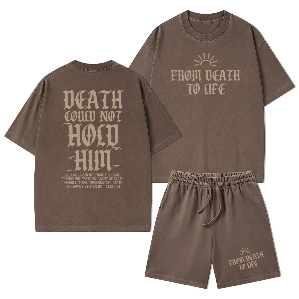 Death Could Not Hold Him Christian Washed T-Shirt & Shorts
