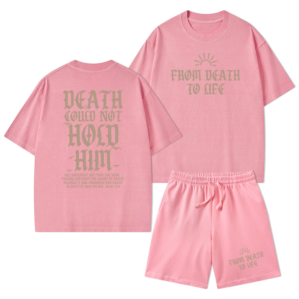 Death Could Not Hold Him Christian Washed T-Shirt & Shorts