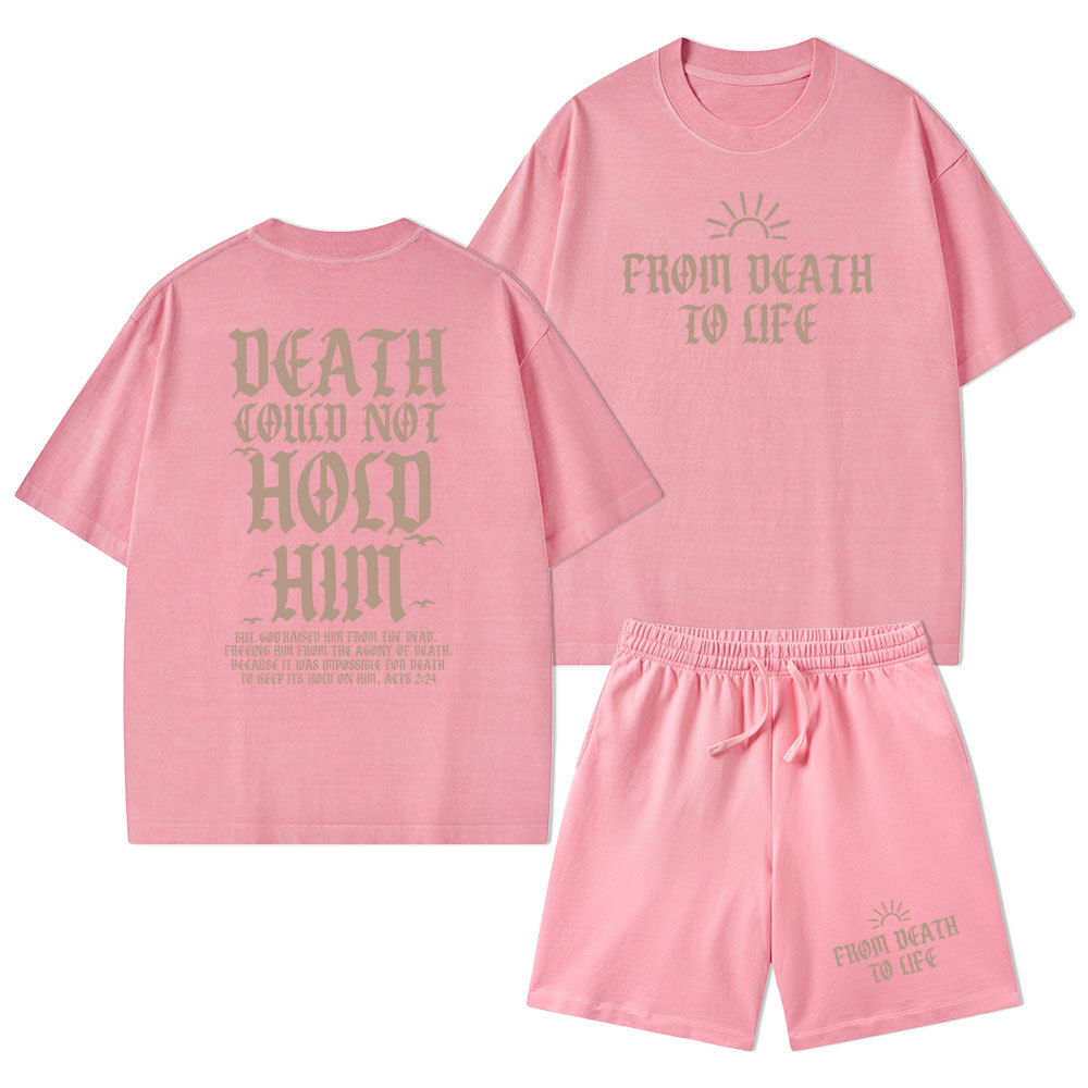 Death Could Not Hold Him Christian Washed T-Shirt & Shorts