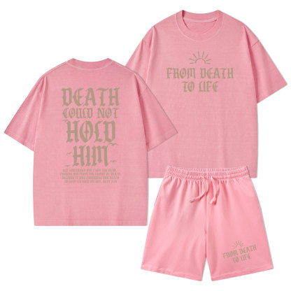 Death Could Not Hold Him Christian Washed T-Shirt & Shorts