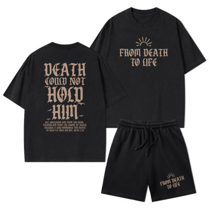 Death Could Not Hold Him Christian Washed T-Shirt & Shorts
