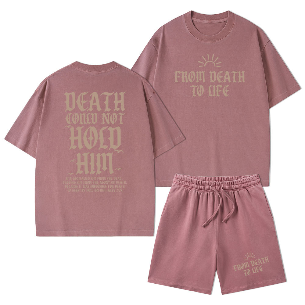 Death Could Not Hold Him Christian Washed T-Shirt & Shorts