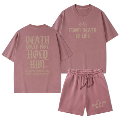 Death Could Not Hold Him Christian Washed T-Shirt & Shorts