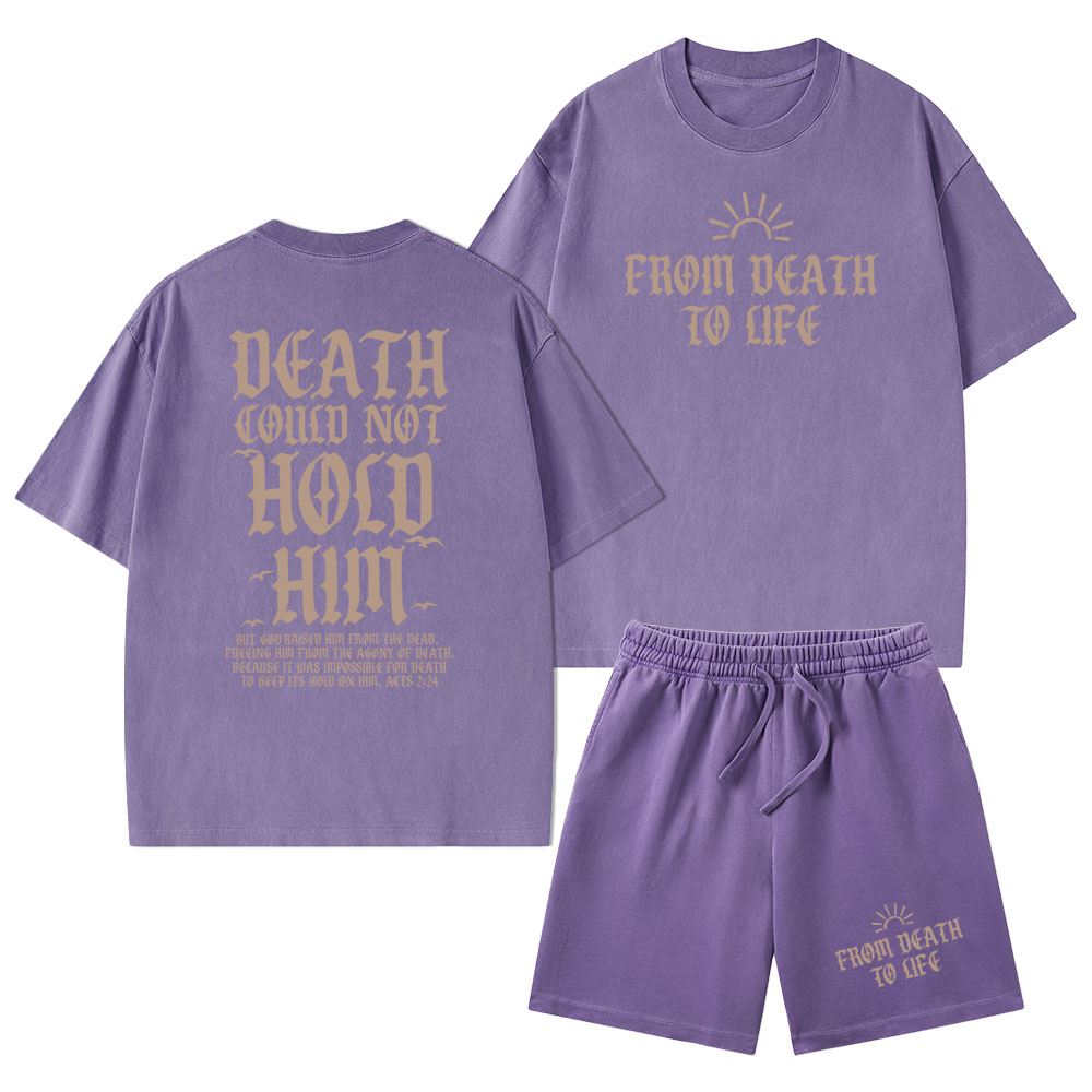 Death Could Not Hold Him Christian Washed T-Shirt & Shorts