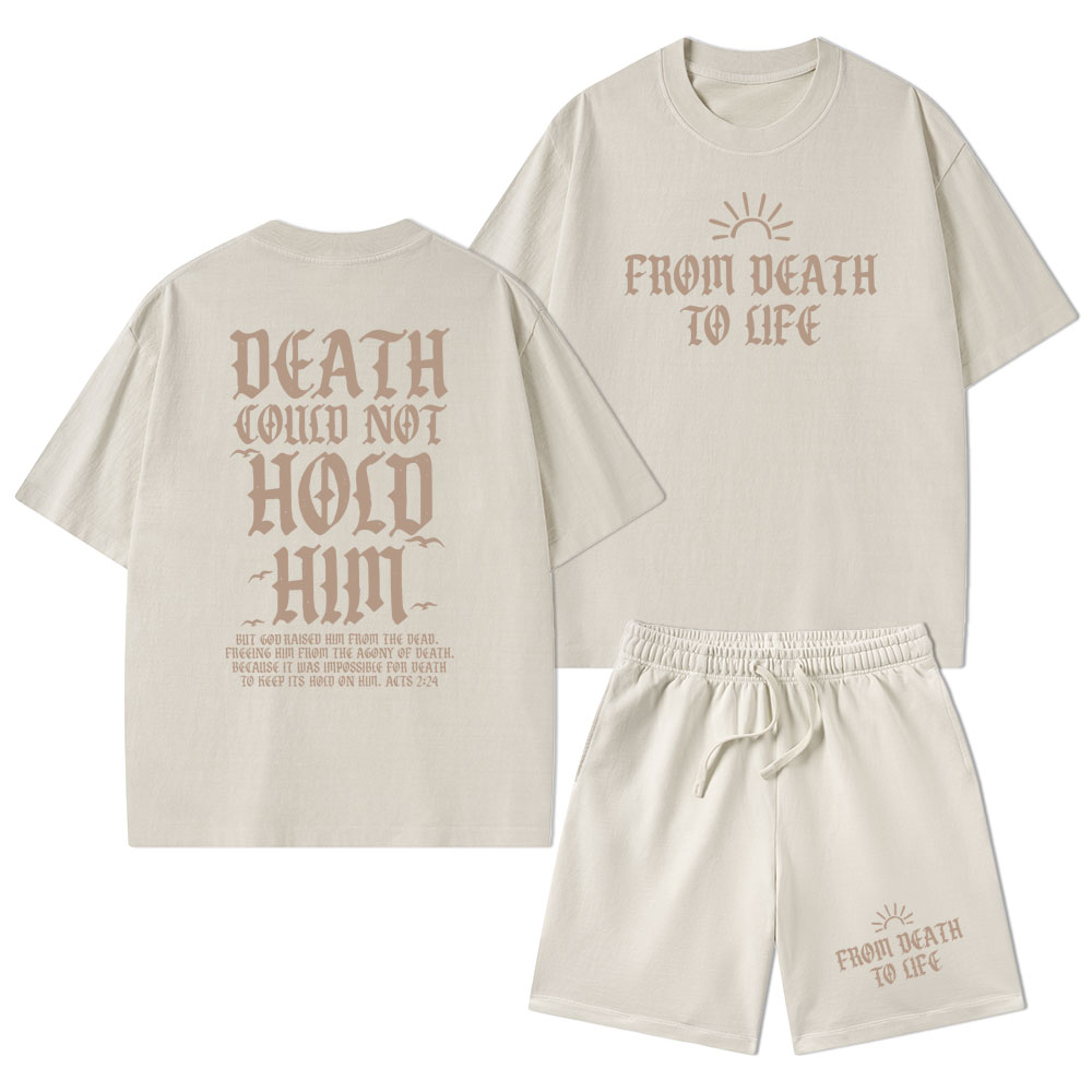 Death Could Not Hold Him Christian Washed T-Shirt & Shorts