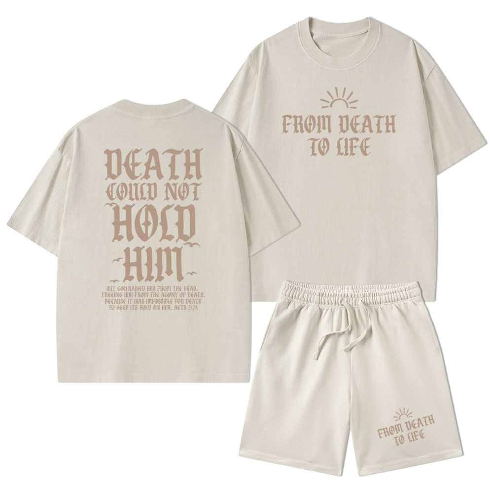 Death Could Not Hold Him Christian Washed T-Shirt & Shorts