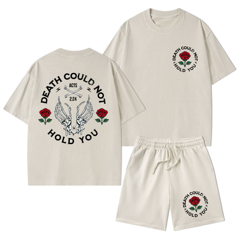 Death Could Not Hold You Christian Washed T-Shirt & Shorts